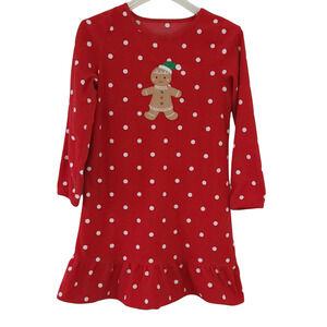 Carters Girls Christmas Pajamas Gingerbread Girl Size 8-10 Fleece Nightgown
